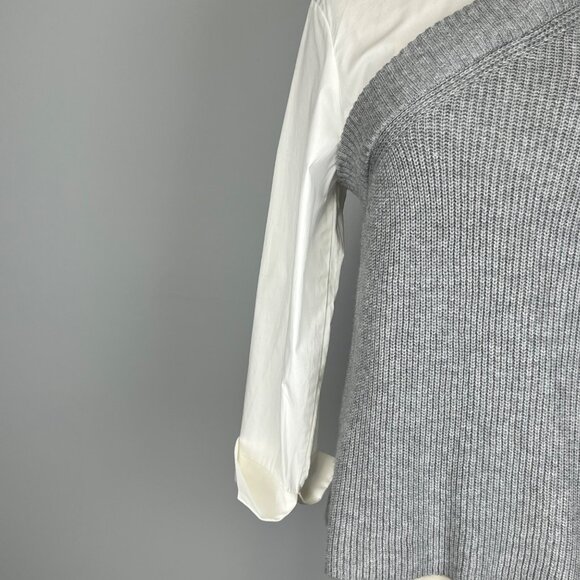 Vince Camuto Womens White Gray Asymmetrical Sweater Blouse Long Sleeve size XL - Picture 3 of 12